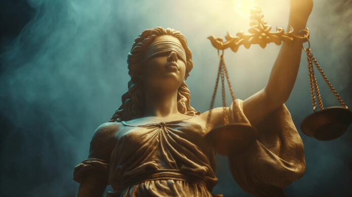 Marble statue of Lady Justice, Symbol of Law and Justice